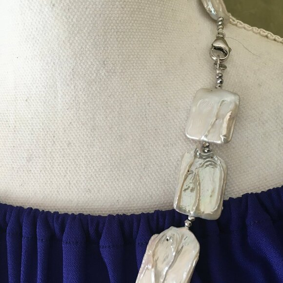 Retangular Freshwater Mabe Pearl Necklace
